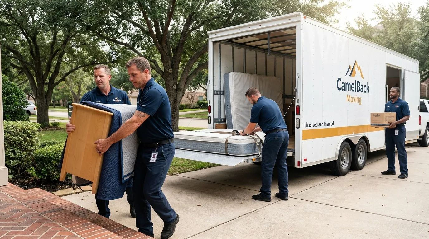 Crew loading residential truck for cross-state move from Richlands, NC